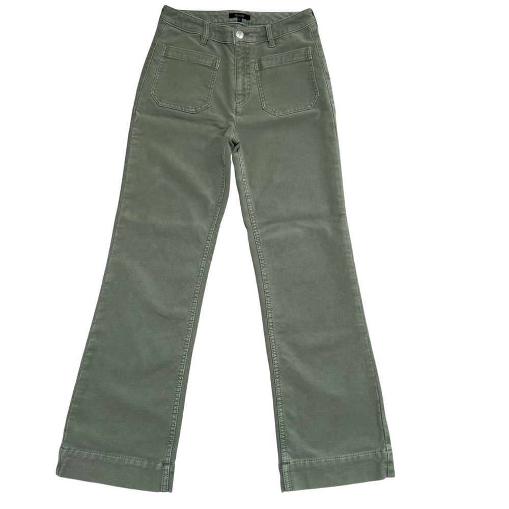 Quince Stretch Knit Wide Leg Pants Faded Cargo Green Utility Casual Stretch‎ 4